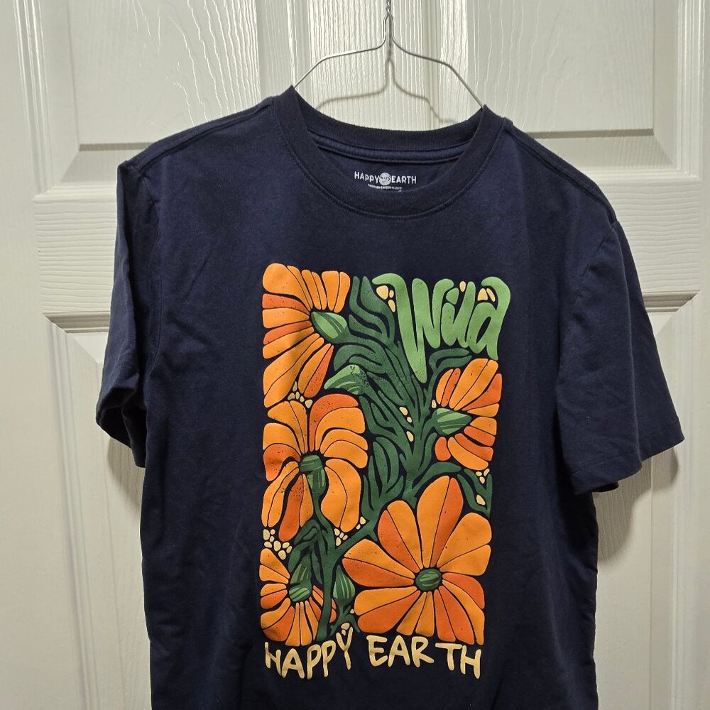 Happy Earth Womens Tshirt Medium Wild Happy Earth SS Floral Recycled